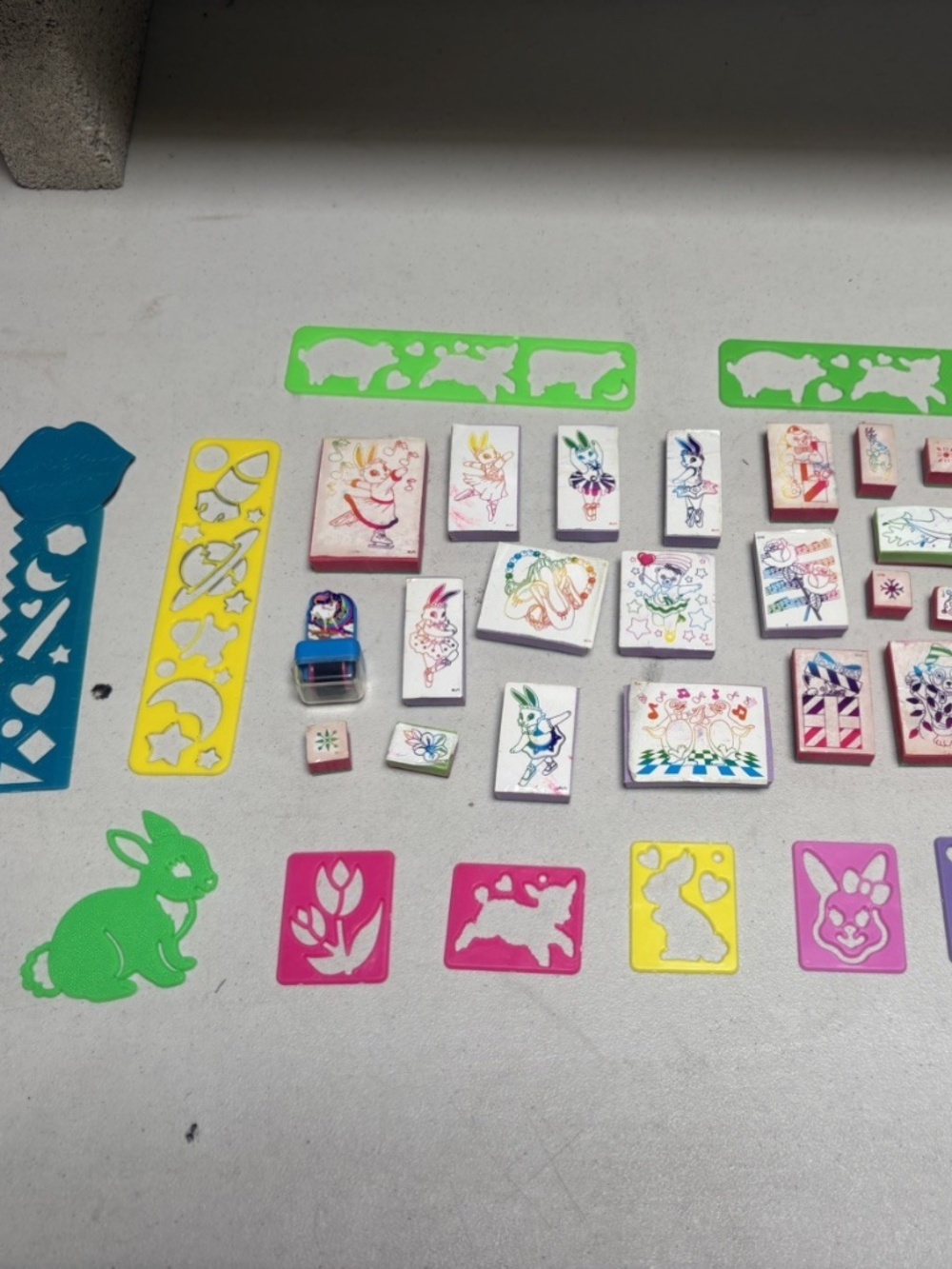 Vintage Y2K Lisa Frank Stencil Stamp Lot Easter Ballerina Bunny Bear Christmas